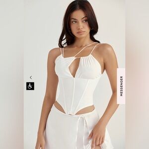 NWT HOUSE OF CB ORLA WHITE CHIFFON STRAPPY CORSET